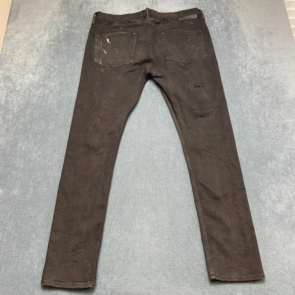Allsaints Cigarette Jeans 36W Black Denim Cotton Skinny Leg 5 Pockets Dark Wash